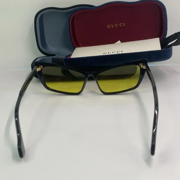 NEW Gucci Sunglasses GG0626S 002 Black/Yellow Lens Design 58mm display picture 1